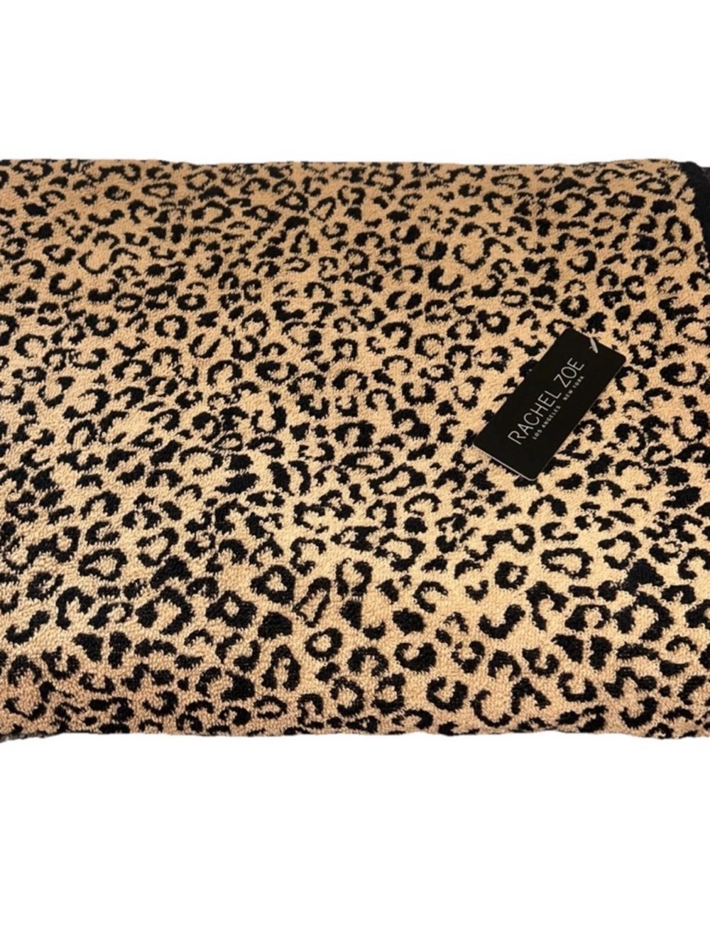 Rachel Zoe Leopard Print Oversized Beach Towel 40x70 Tan Black Quick Dry